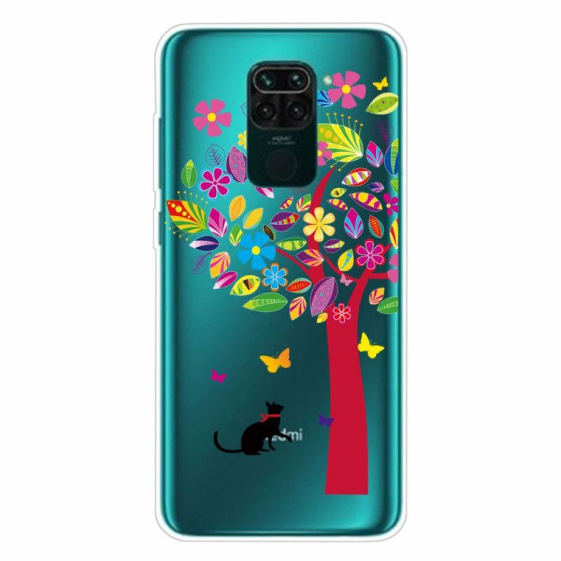 Skal Xiaomi Redmi Note 9 Mobilskal Katt Under Det Färgade Trädet