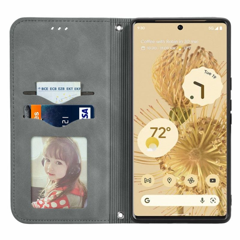 Folio-fodral Google Pixel 6 Pro Skin-touch Vintage Design