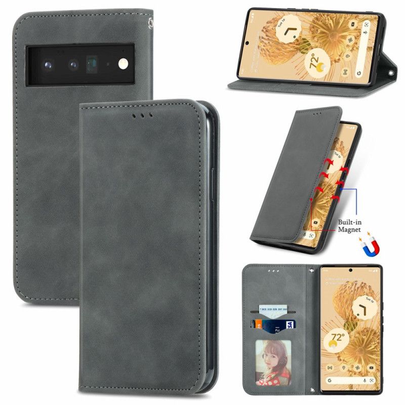 Folio-fodral Google Pixel 6 Pro Skin-touch Vintage Design