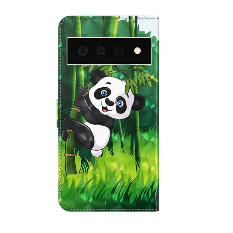 Läderskal Fodral Google Pixel 6 Pro Panda Och Bambu