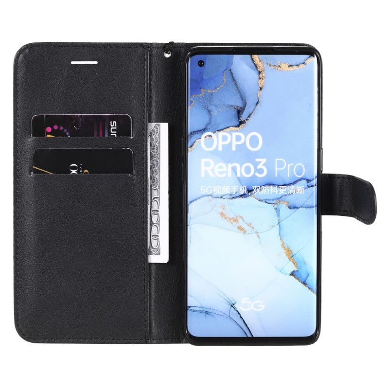 Fodral Oppo Find X2 Neo Svart Enfärgad Serie Med Rem