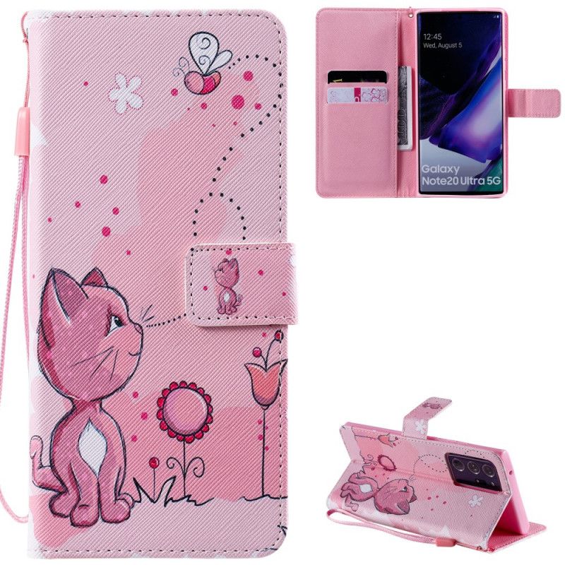 Fodral för Samsung Galaxy Note 20 Ultra Babyrosa Katt