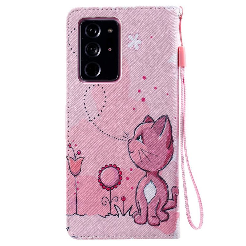 Fodral för Samsung Galaxy Note 20 Ultra Babyrosa Katt