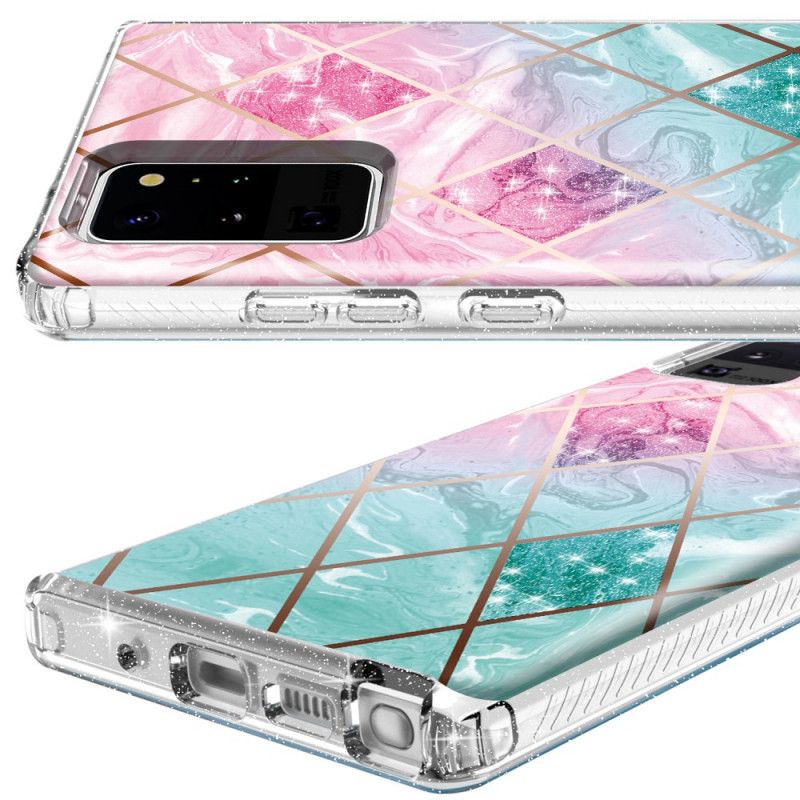 Skal Samsung Galaxy Note 20 Ultra Rosa Marmorglitter I Kakel