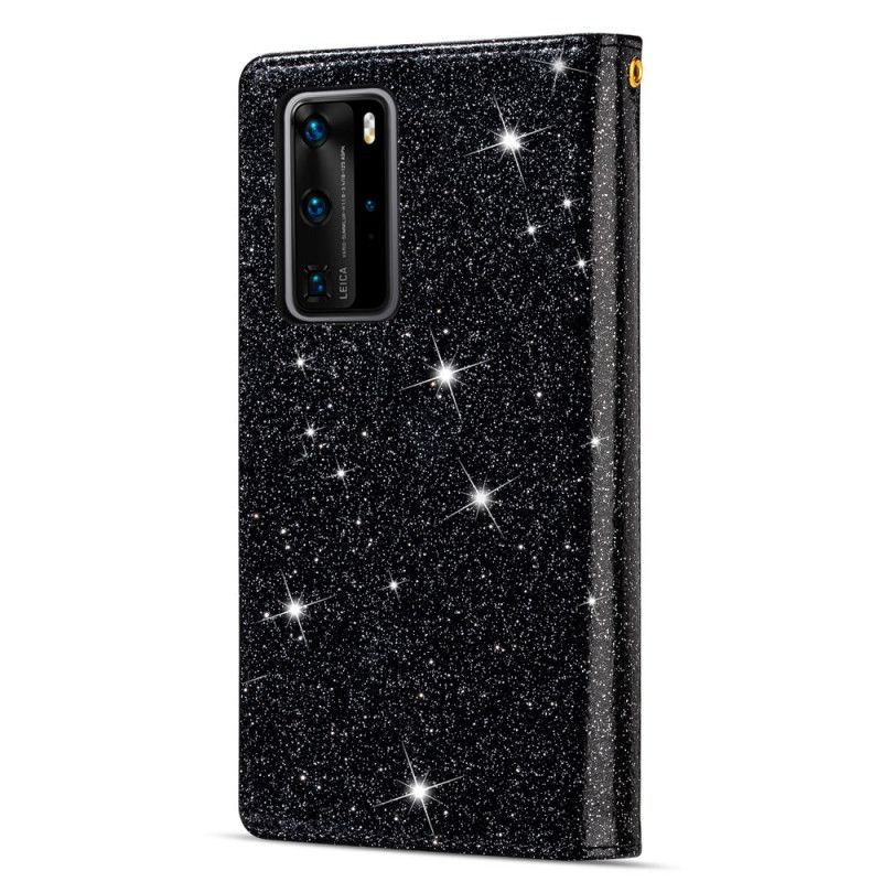 Fodral Huawei P40 Svart Plånbok Med Dragkedja