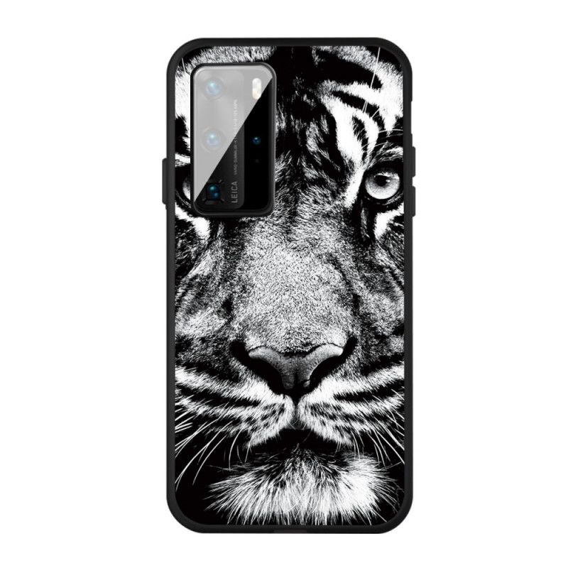 Skal Huawei P40 Mobilskal Svartvit Tiger