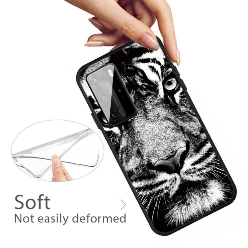 Skal Huawei P40 Mobilskal Svartvit Tiger