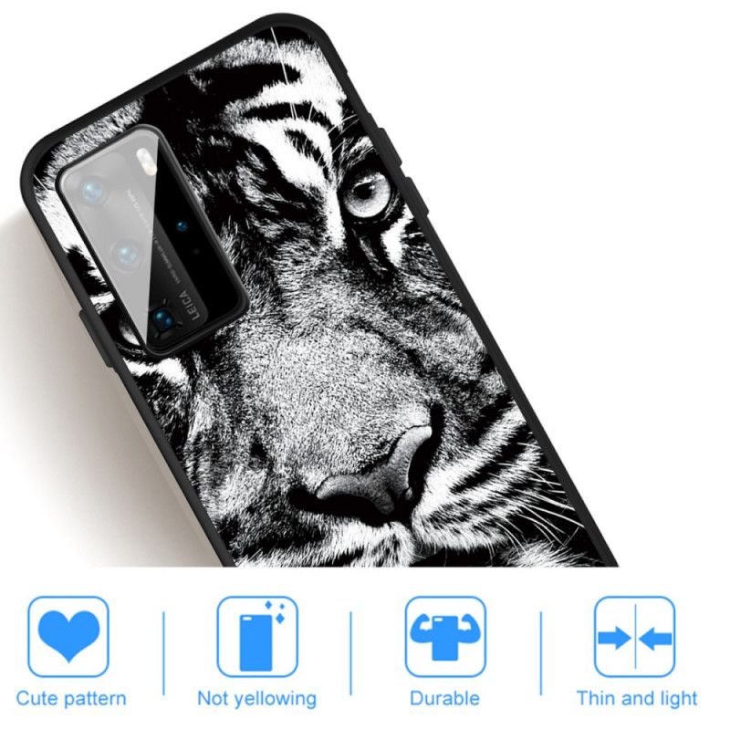 Skal Huawei P40 Mobilskal Svartvit Tiger