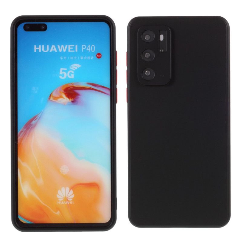 Skal Huawei P40 Svart Flexibel Silikonfärgad Knapp