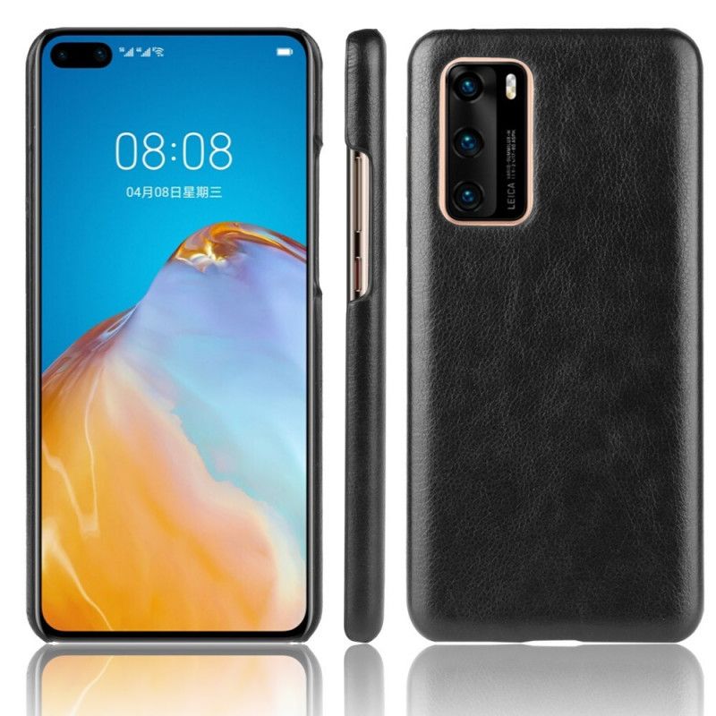 Skal Huawei P40 Svart Prestanda Lychee Läder Effekt