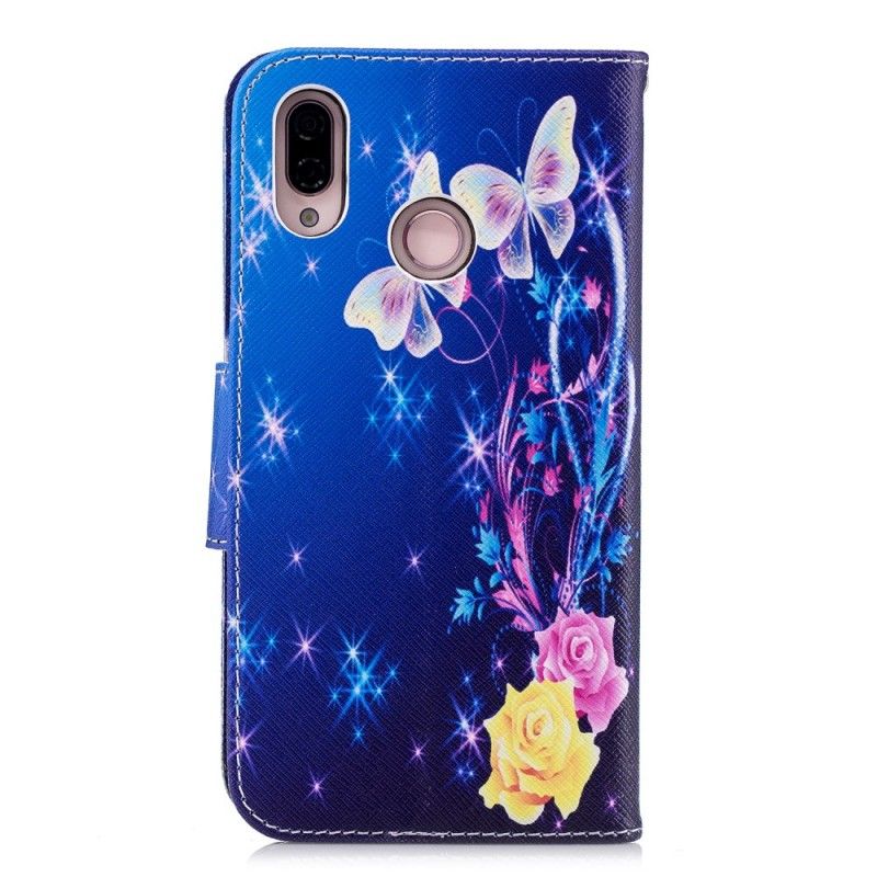 Fodral Huawei P20 Lite Rosa Fjärilar På Natten