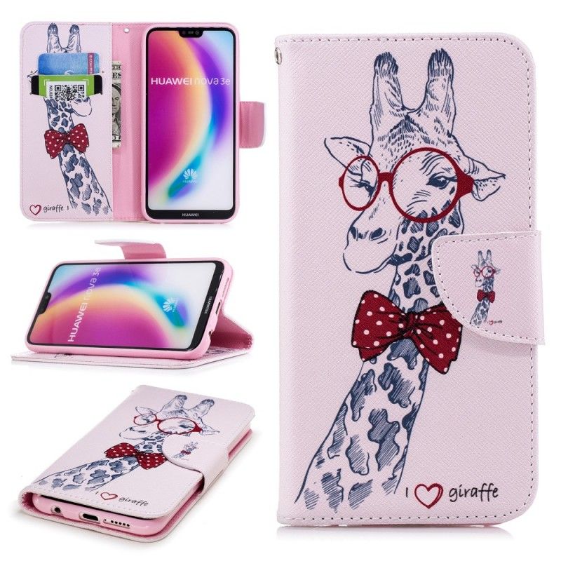 Läderfodral Huawei P20 Lite Mobilskal Nördgiraff