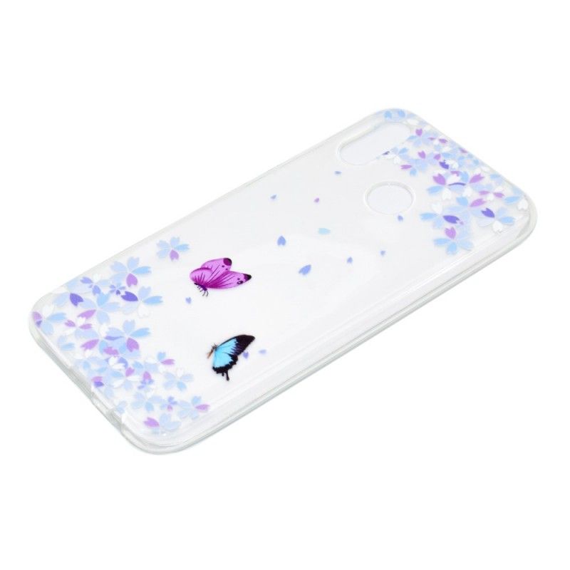 Skal Huawei P20 Lite Genomskinliga Fjärilar Och Blommor