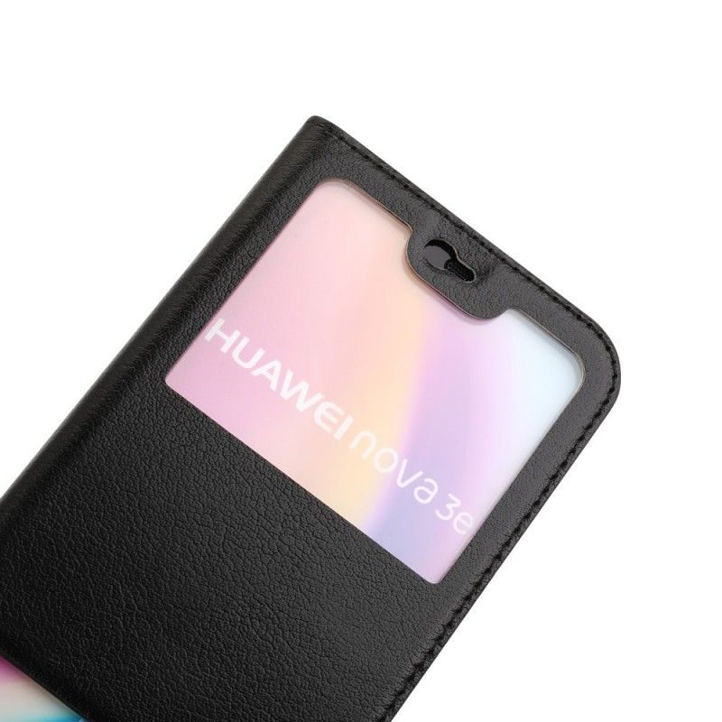 Visa Omslag Huawei P20 Lite Svart Dubbel Lädereffekt