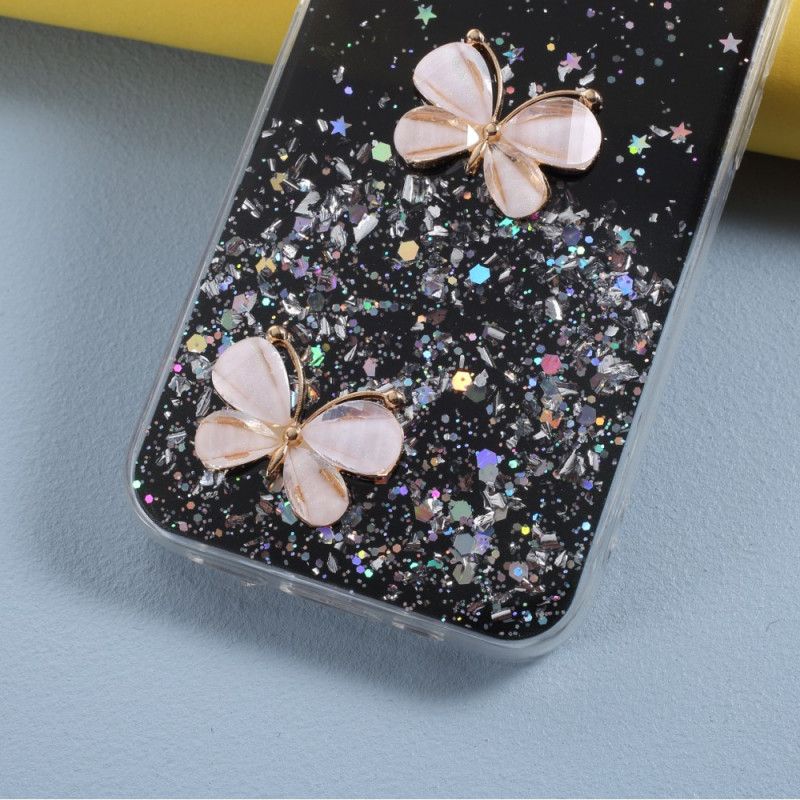 Skal för iPhone 12 Pro Max Svart 3D Fjäril Glitter