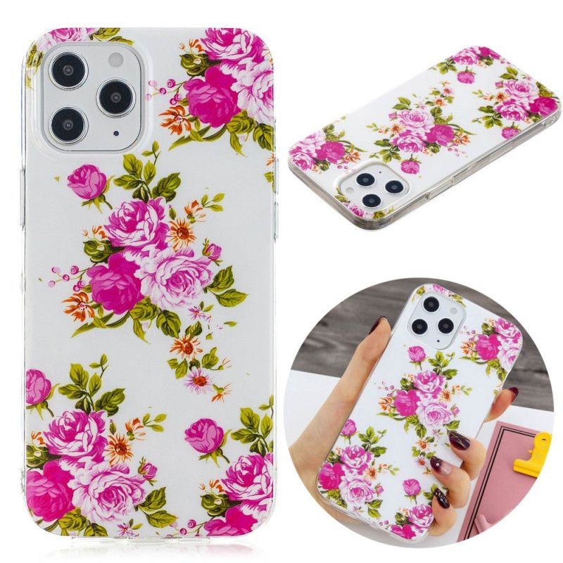 Skal iPhone 12 Pro Max Fluorescerande Frihetsblommor