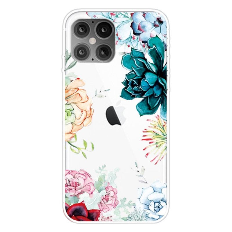 Skal iPhone 12 Pro Max Genomskinliga Akvarellblommor