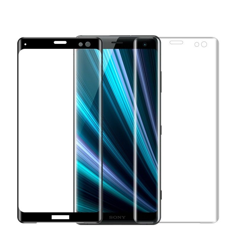 Krökt Härdat Glasskydd Sony Xperia XZ3 Svart Mofi