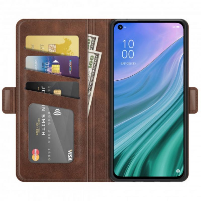 Läderfodral Oppo A54 5g / A74 5g Telefonfodral Dubbel Klaff