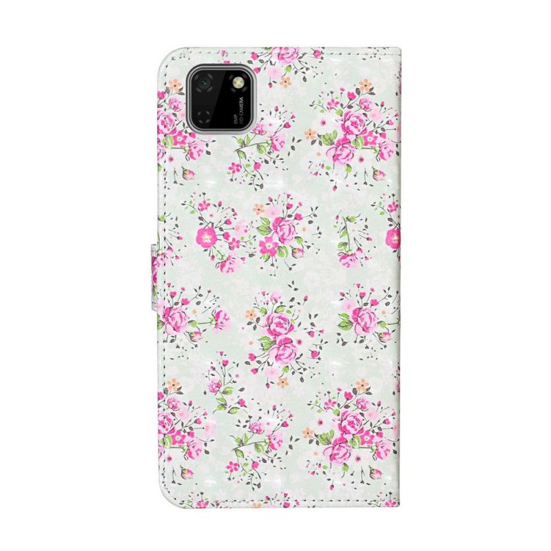 Läderfodral Huawei Y5p Mobilskal Blommor För Frihetsdesign