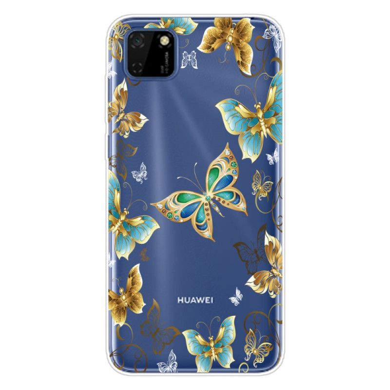 Skal Huawei Y5p Mörkblå Fjärilar