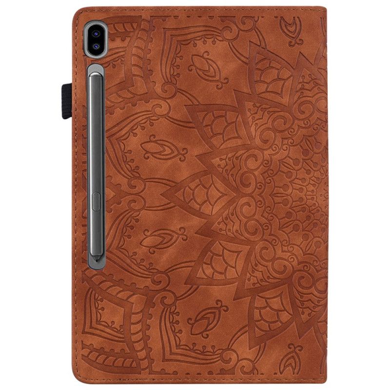 Case Samsung Galaxy Tab S9 Fe Telefonfodral Blommönster Och Stylushållarrem