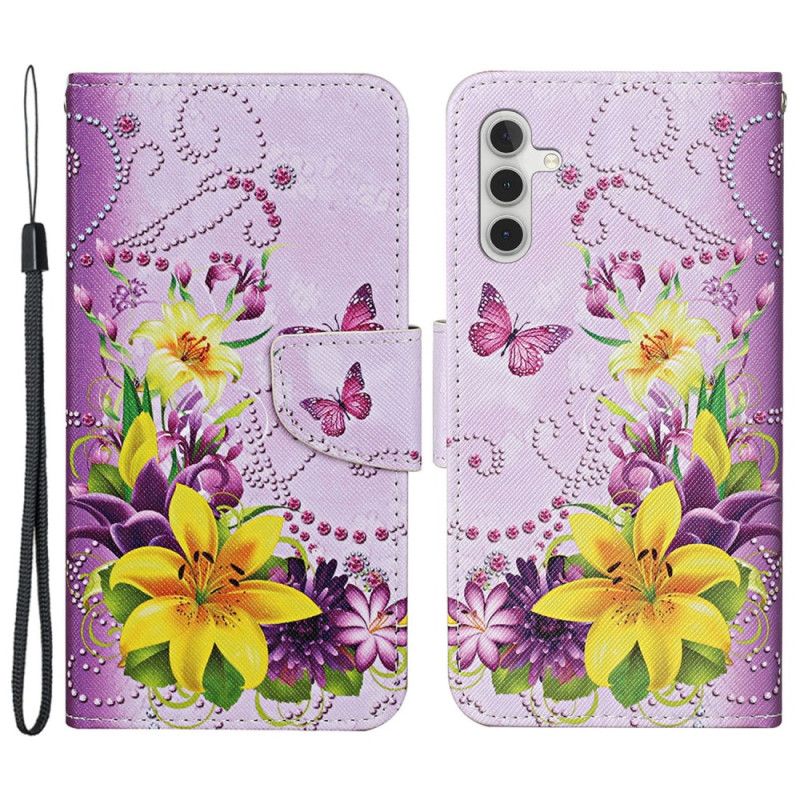 Fodral Samsung Galaxy S24 Plus 5g Gula Blommor Och Fjärilar I Lanière