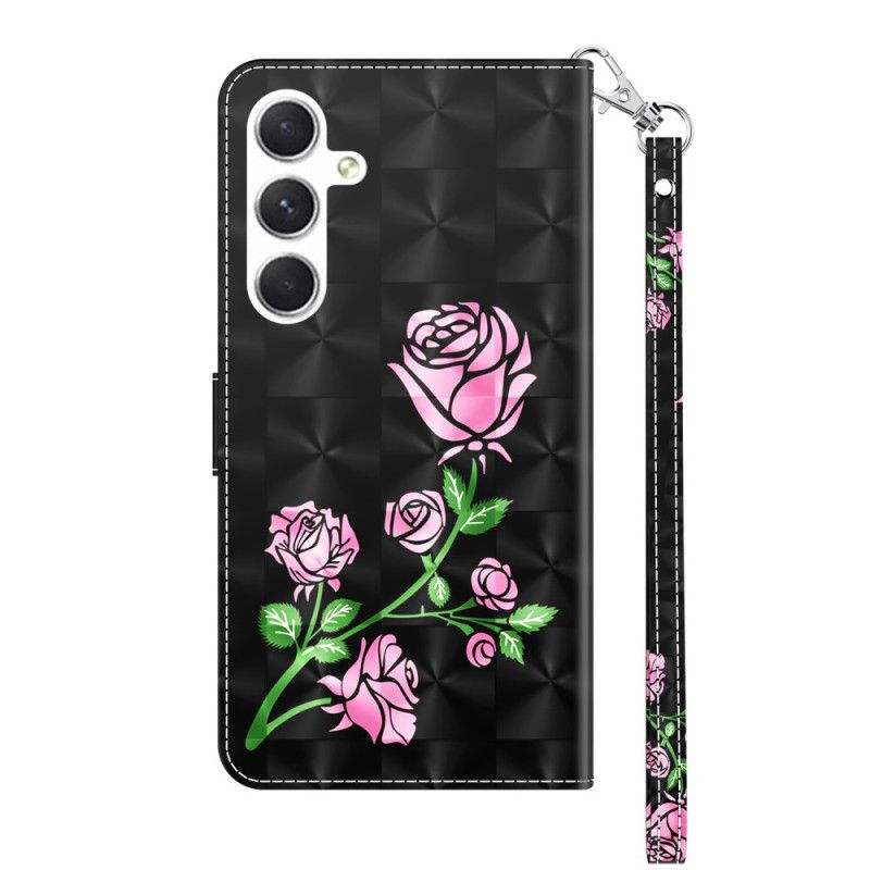 Fodral Samsung Galaxy S24 Plus 5g Rosa Blommor Med Rem