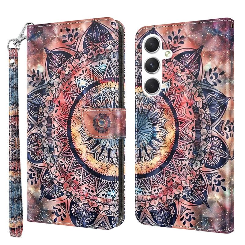 Läderfodral Samsung Galaxy S24 Plus 5g Telefonfodral Mandala Röda Toner Med Rem