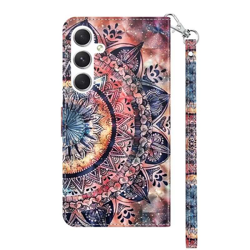 Läderfodral Samsung Galaxy S24 Plus 5g Telefonfodral Mandala Röda Toner Med Rem