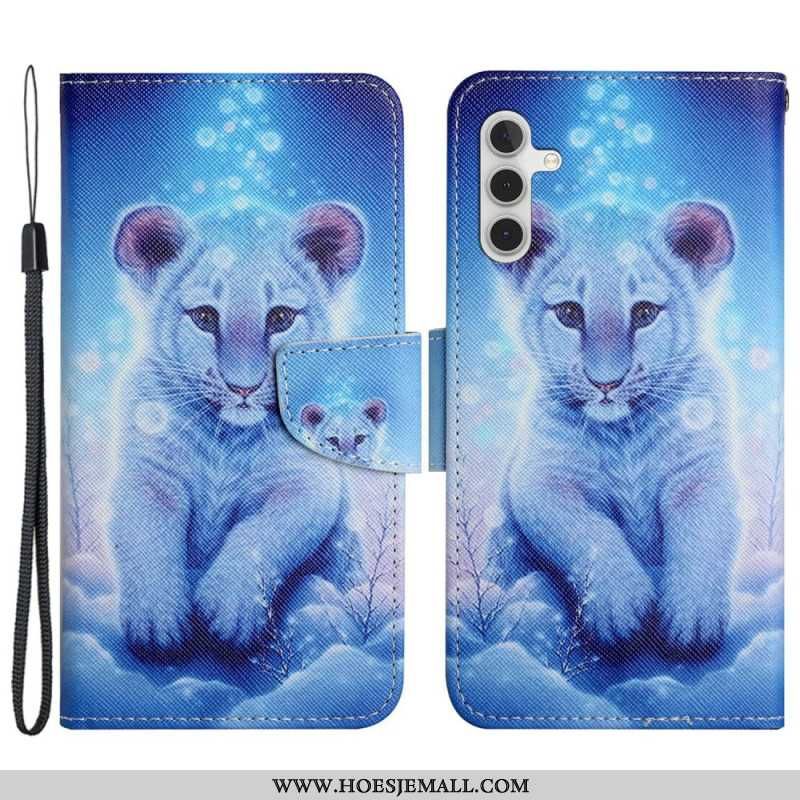 Läderskal Fodral Samsung Galaxy S24 Plus 5g Leopardmönster Med Rem