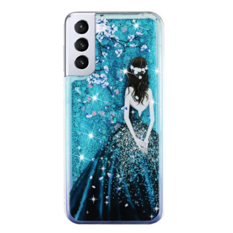 Skal Samsung Galaxy S24 Plus 5g Blue Girl Glitter Liquid