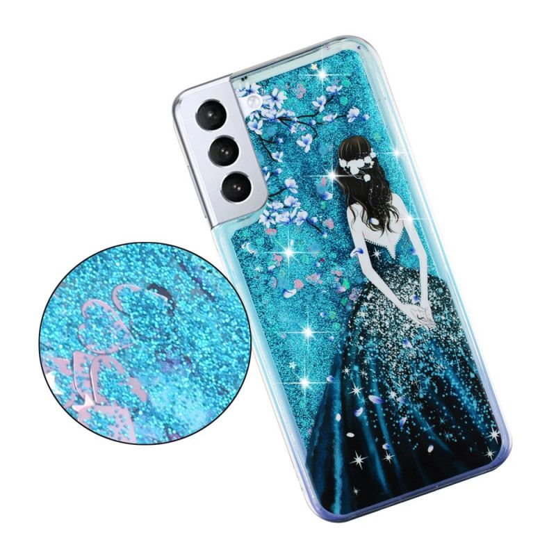 Skal Samsung Galaxy S24 Plus 5g Blue Girl Glitter Liquid