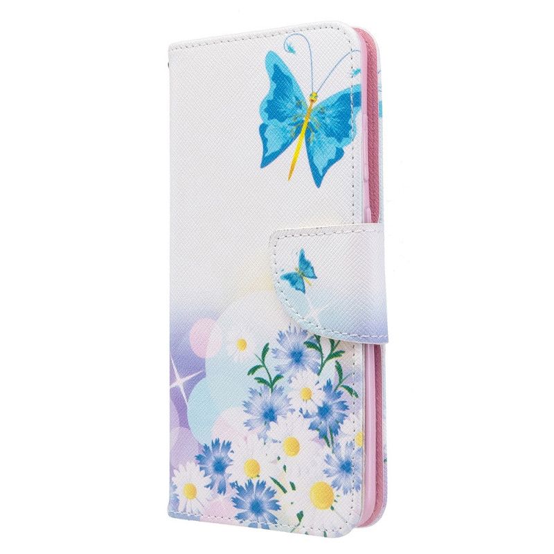 Fodral för Samsung Galaxy S20 Magenta Målade Fjärilar Och Blommor