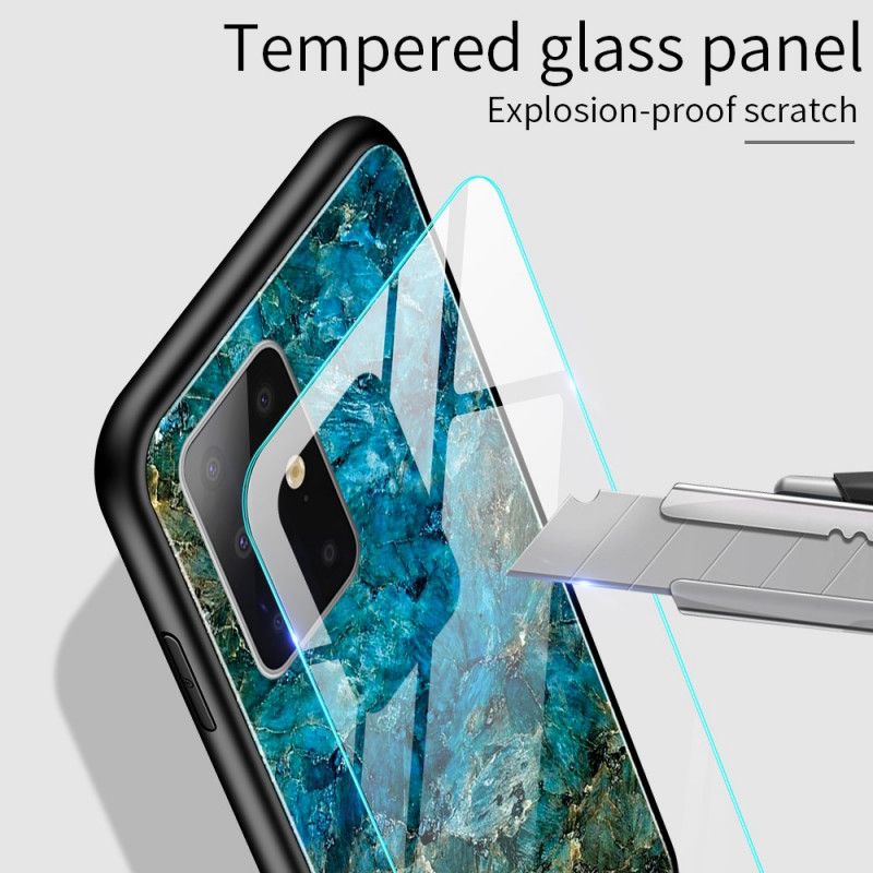 Skal Samsung Galaxy S20 Cyan Premumfärger Av Härdat Glas