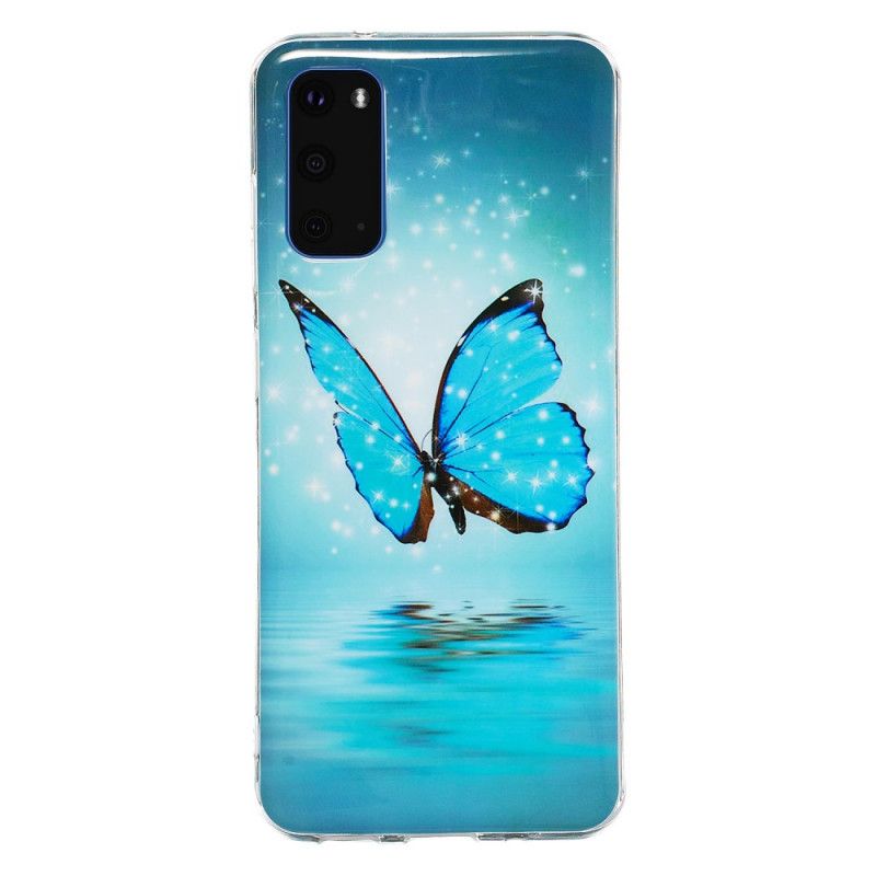 Skal Samsung Galaxy S20 Fluorescerande Blå Fjäril