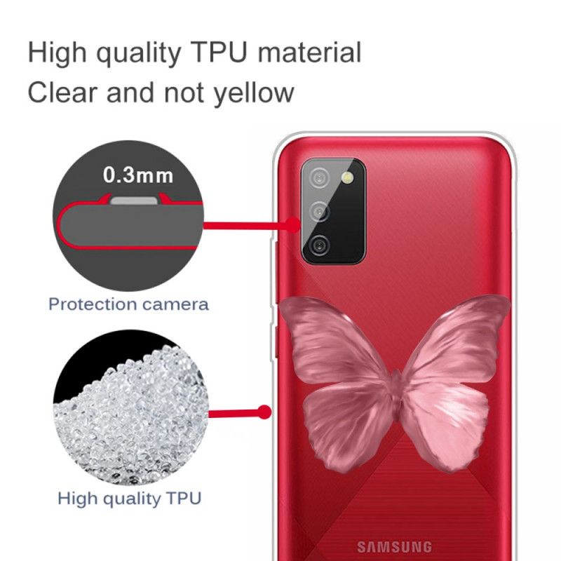 Skal för Samsung Galaxy A02s Rosa Vilda Fjärilar