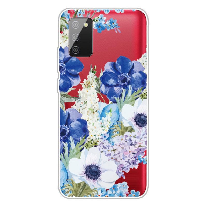 Skal Samsung Galaxy A02s Genomskinliga Akvarellblå Blommor