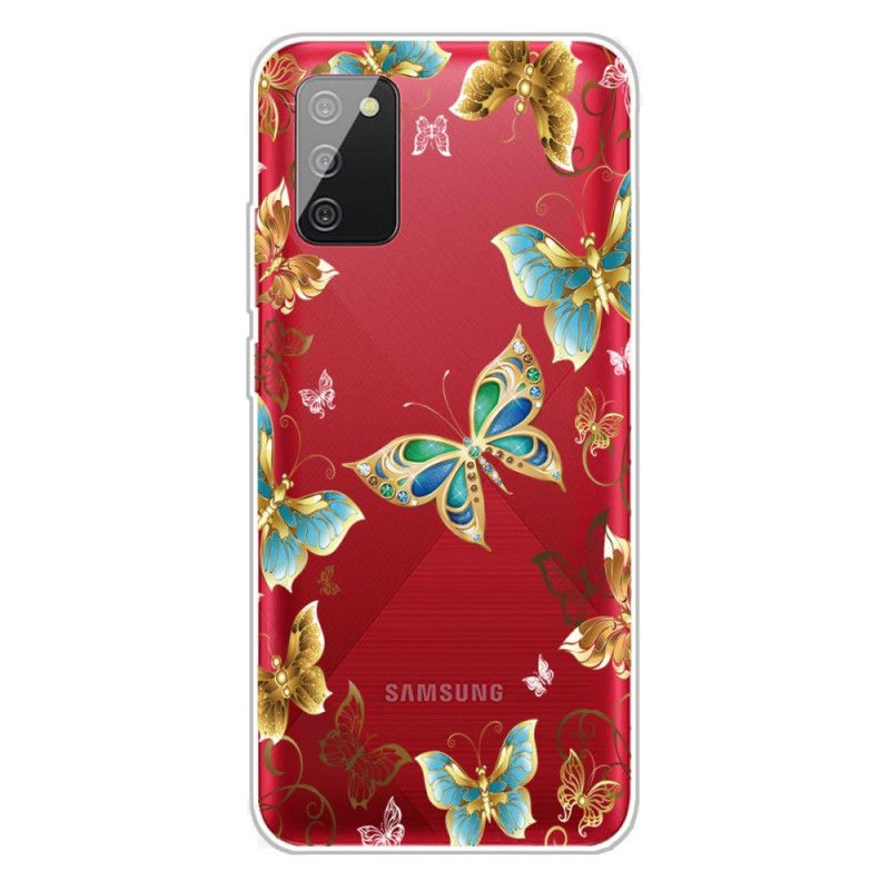 Skal Samsung Galaxy A02s Mörkblå Design Fjärilar