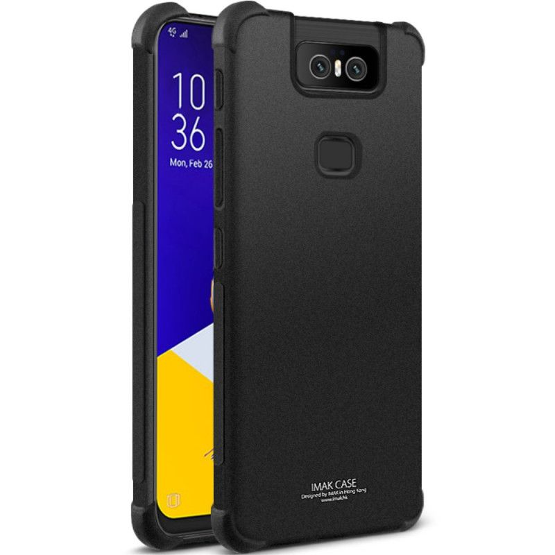 Skal Asus ZenFone 6 Svart Flexibel Silikon Med Imak Skärmfilm