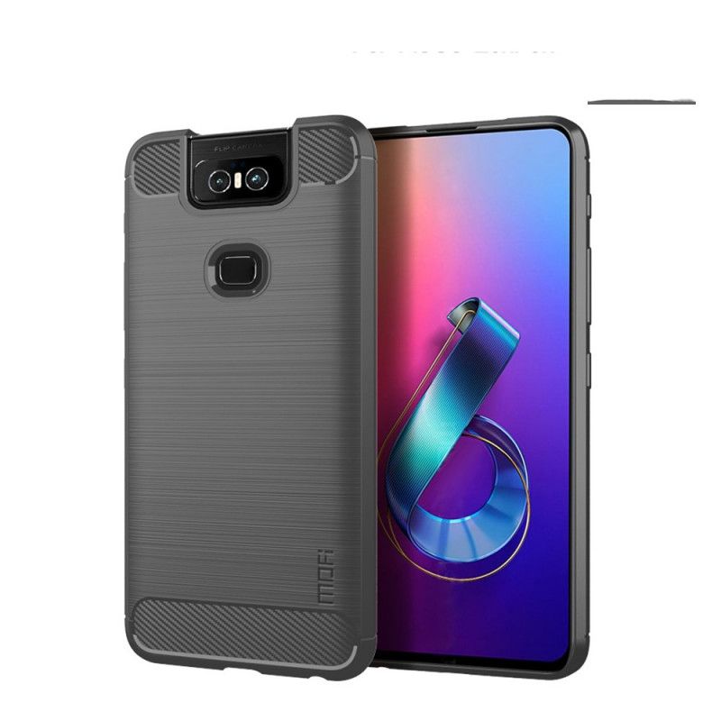 Skal för Asus ZenFone 6 Svart Mofi Borstat Kolfiber