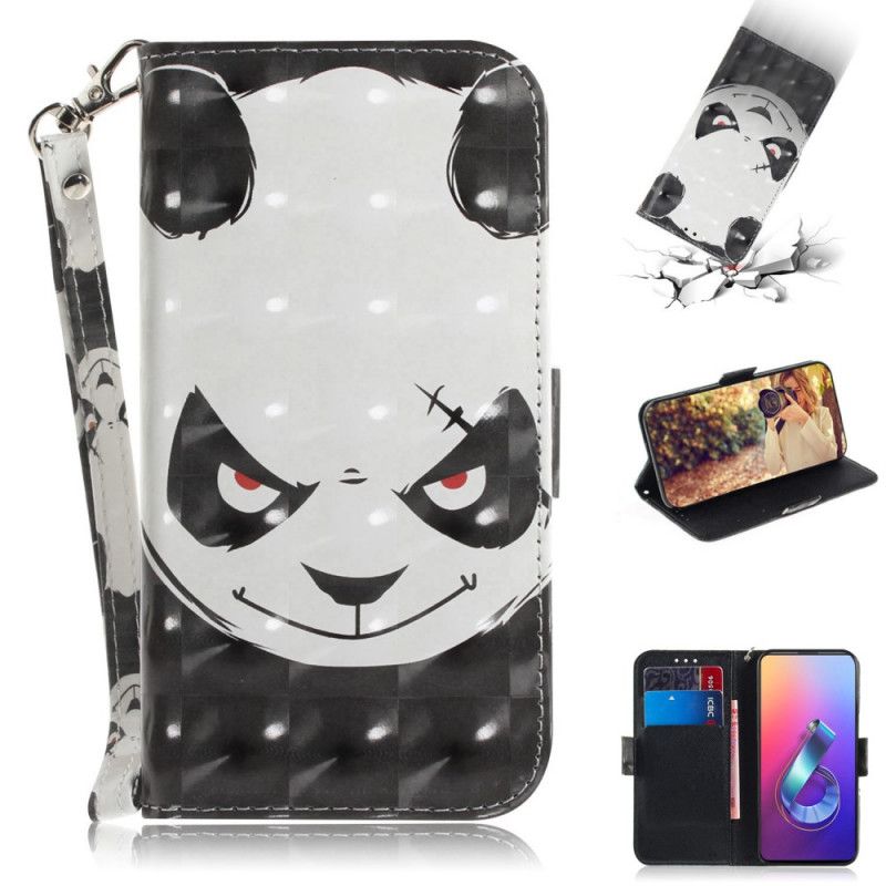 Skyddsfodral Asus ZenFone 6 Arg Panda Med Rem