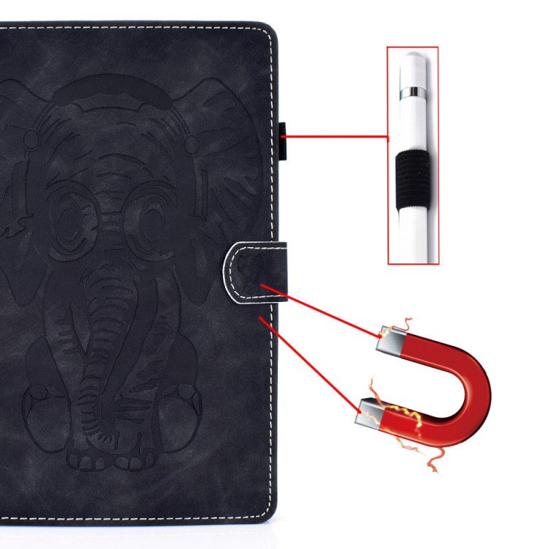 Skyddsfodral Huawei MediaPad T3 10 Svart Lädereffekt Med Elefanttryck