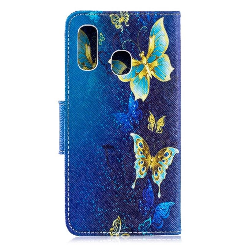 Fodral för Samsung Galaxy A40 Gyllene Fjärilar