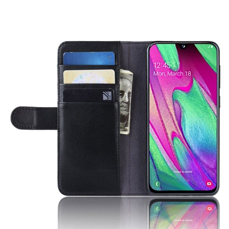 Fodral för Samsung Galaxy A40 Svart Delat Läder