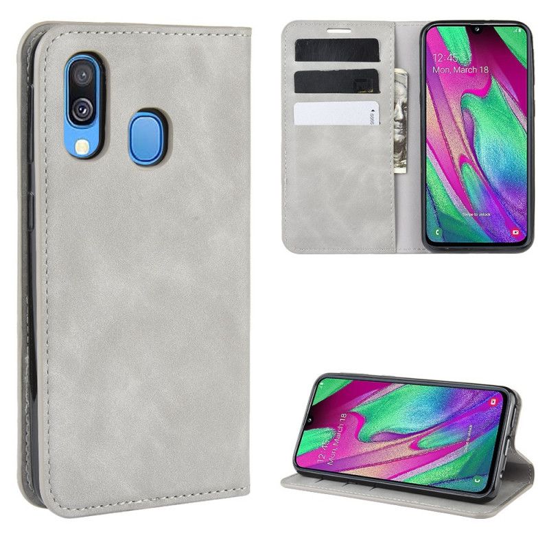 Folio-fodral Samsung Galaxy A40 Svart Mjukt Lädereffekt