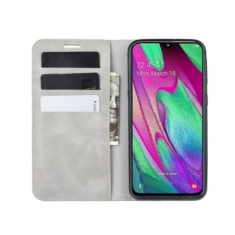 Folio-fodral Samsung Galaxy A40 Svart Mjukt Lädereffekt