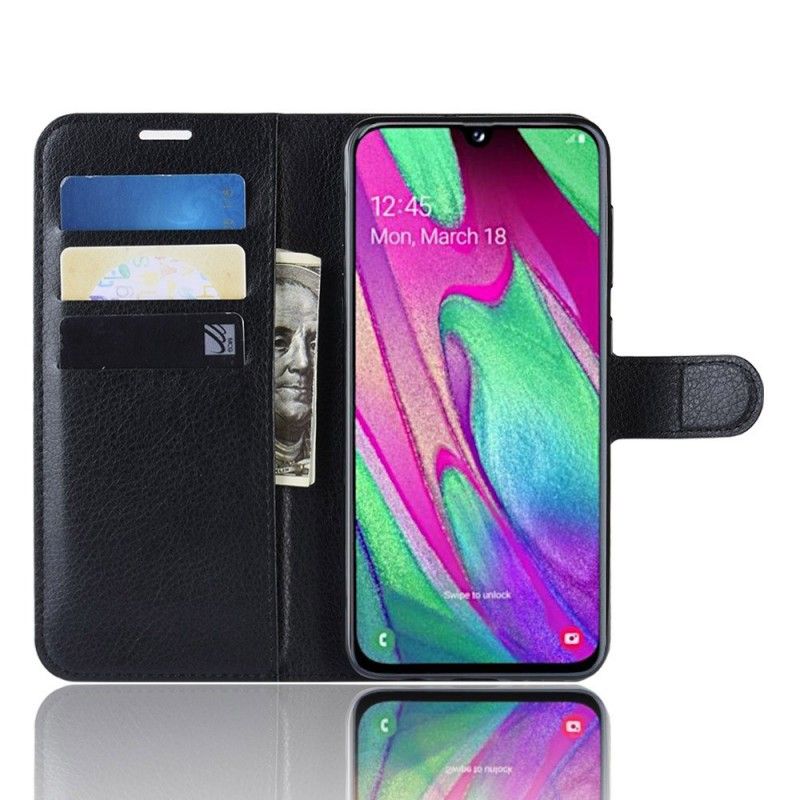 Läderfodral Samsung Galaxy A40 Svart Mobilskal Klassisk