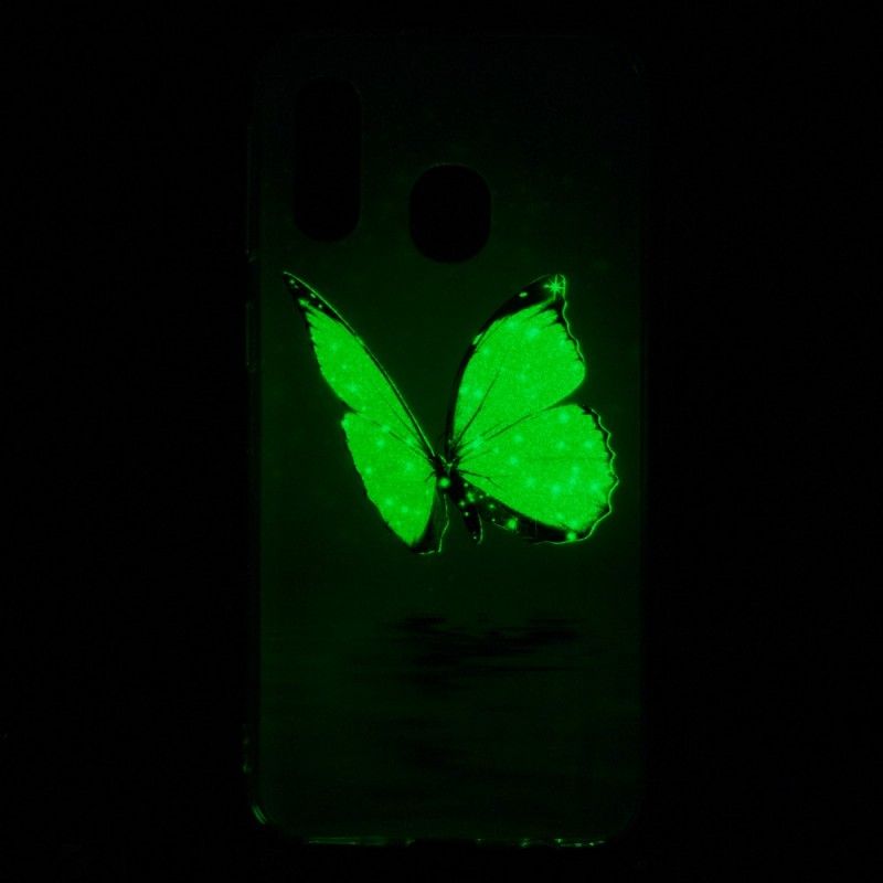 Skal för Samsung Galaxy A40 Fluorescerande Blå Fjäril