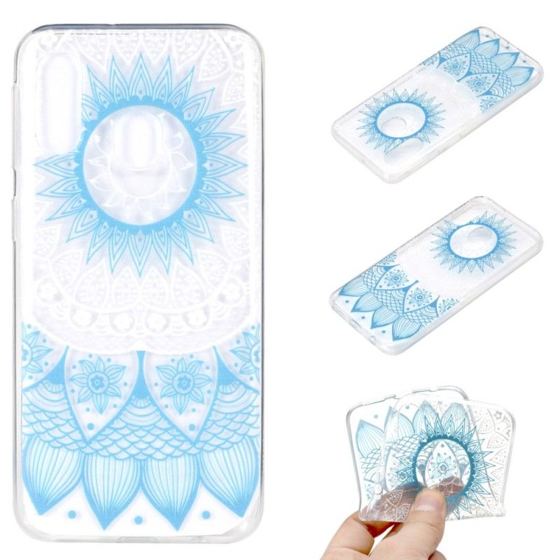 Skal för Samsung Galaxy A40 Ljusblå Transparent Färgglad Mandala